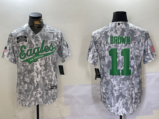 Men's Philadelphia Eagles A.J. Brown #11 Arctic Camo 2024 Salute to Service Player Jersey1