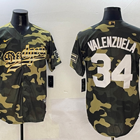 Men's Los Angeles Dodgers Fernando Valenzuela #34 Camouflage Game Jersey1