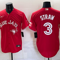 Men's Toronto Blue Jays Myles Straw #3 Red Limited Player Jersey