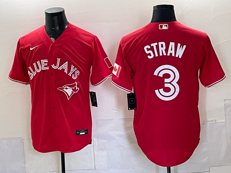 Men's Toronto Blue Jays Myles Straw #3 Red Limited Player Jersey