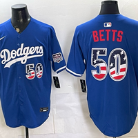 Men's Los Angeles Dodgers Mookie Betts #50 Royal USA 250 Fourth of July Home Stadium Jersey