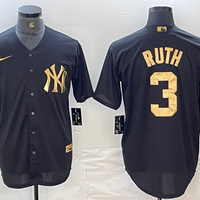 Men's New York Yankees Babe Ruth #3 Black Limited Player Jersey1