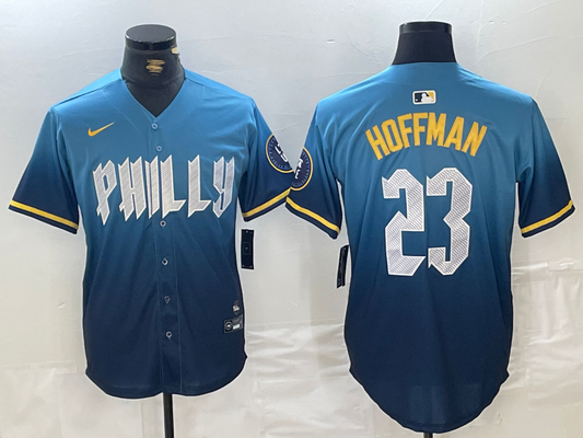 Men's Philadelphia Phillies Jeff Hoffman #23 Blue 2024 City Connect Limited Player Jersey1