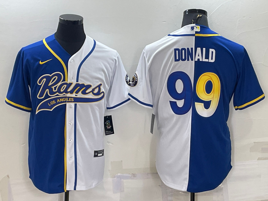 Men's Los Angeles Rams Aaron Donald #99 Blue/White Game Jersey1 Joint Edition