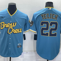 Men's Milwaukee Brewers Christian Yelich #22 Blue Stitched Jersey1