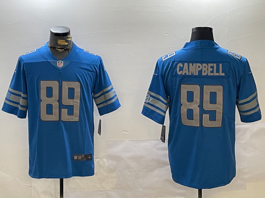 Men's Detroit Lions Dan Campbell #89 Blue Game Jersey1