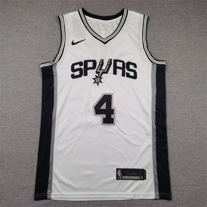 Men's San Antonio Spurs De'Aaron Fox #4 White Swingman Jersey1 - Association Edition