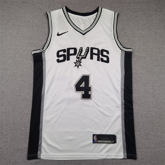 Men's San Antonio Spurs De'Aaron Fox #4 White Swingman Jersey1 - Association Edition