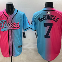 Men's Detroit Tigers Kevin McGonigle #7 Pink/Blue Replica Player Jersey