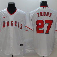 Men's Los Angeles Angels Mike Trout #27 MLB White Sewn Baseball Jersey1