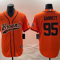 Men's Cleveland Browns Myles Garrett #95 Orange Game Jersey1 Joint Edition