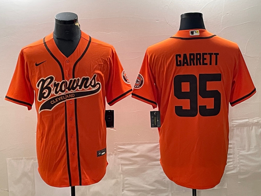 Men's Cleveland Browns Myles Garrett #95 Orange Game Jersey1 Joint Edition