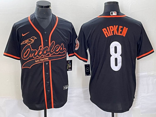 Men's Baltimore Orioles Cal Ripken #8 Black Replica Jersey1 Joint Edition