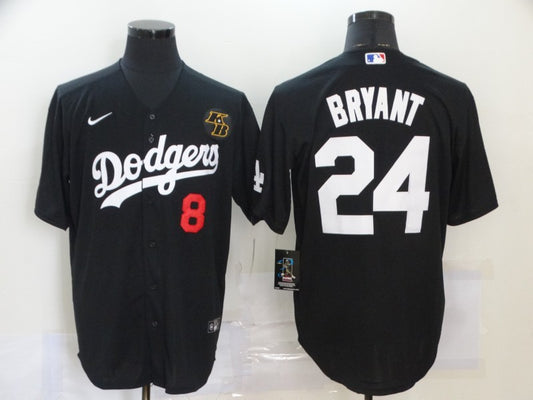 Men's Los Angeles Dodgers Kobe Bryant #8-24 Black Replica Baseball Jersey1