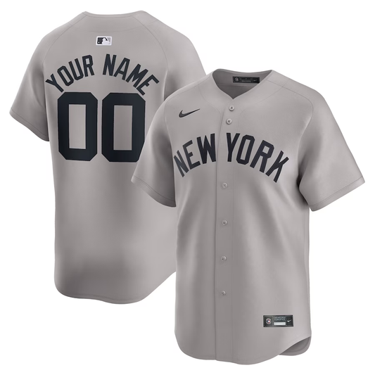 Men's New York Yankees Gray Away Limited Custom Jersey1