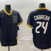 Men's Detroit Tigers Miguel Cabrera #24 Black Replica Player Jersey1