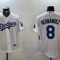 Men's Los Angeles Dodgers Enrique Hernandez #8 White Home Replica Player Jersey1