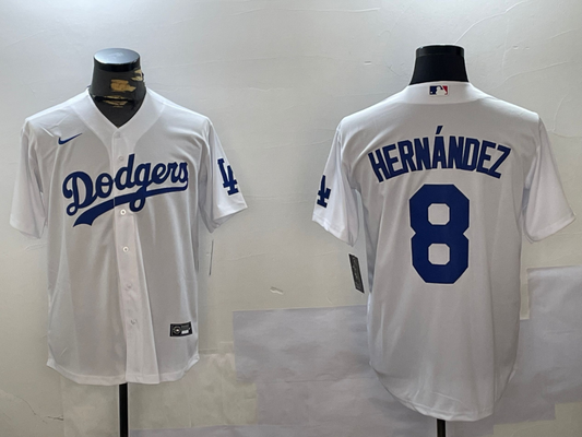 Men's Los Angeles Dodgers Enrique Hernandez #8 White Home Replica Player Jersey1