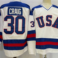 Men's USA Hockey Jim Craig #30 White Player Jersey