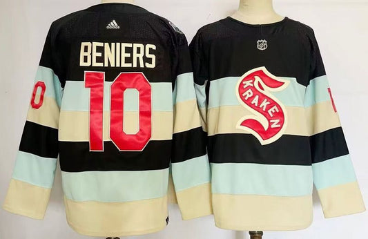 Men's Seattle Kraken Matty Beniers #10 Deep Sea Blue 2024 NHL Winter Classic Breakaway Player Jersey1