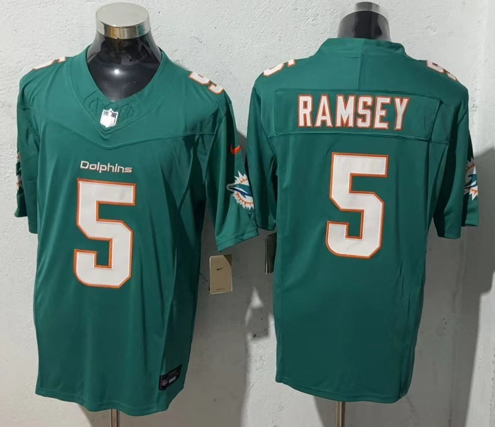 Men's Miami Dolphins Jalen Ramsey #5 Aqua Game Jersey