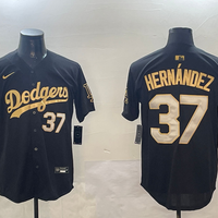 Men's Los Angeles Dodgers Teoscar Hernandez #37 Black Player Game Jersey1