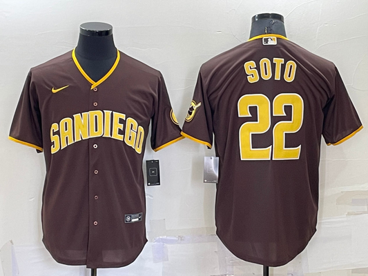 Men's San Diego Padres Juan Soto #22 Brown Replica Player Jersey1