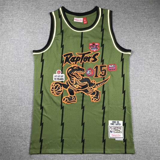 Men's Toronto Raptors Vince Carter #15 Army Green 1998-99 Hardwood Classics Swingman Jersey1
