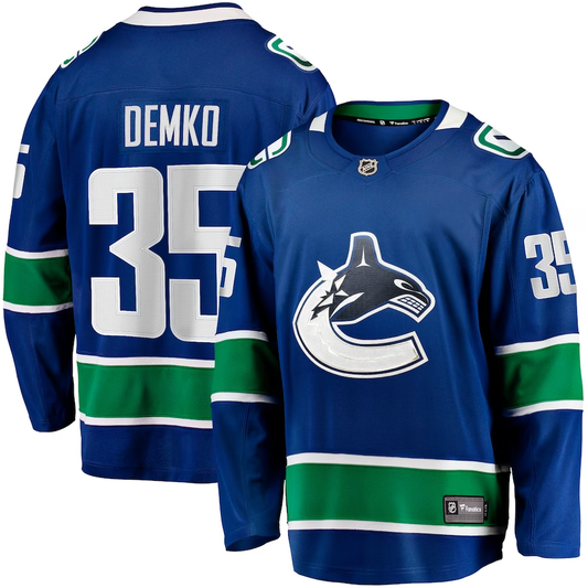 Men's Vancouver Canucks Thatcher Demko #35 Blue Home Breakaway Jersey1