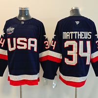 Men's United States 2025 4 Nations Face-Off Auston Matthews #34 Fanatics Navy Breakaway Jersey