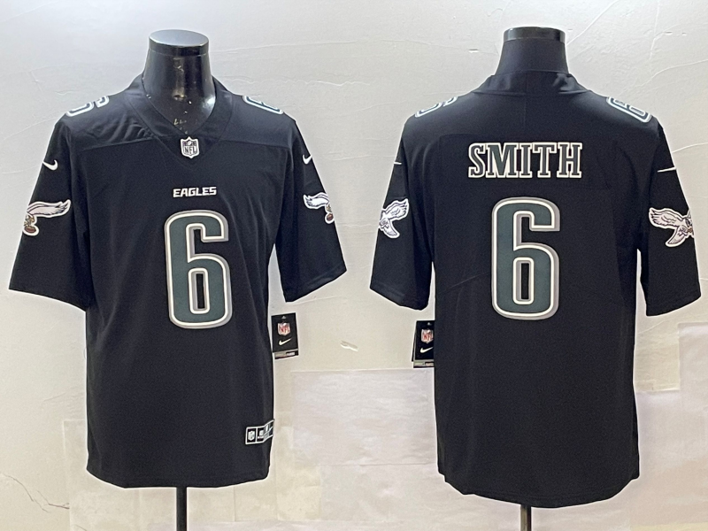 Men's Philadelphia Eagles DeVonta Smith #6 Carbon Black Fashion Game Jersey