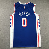 Men's Philadelphia 76ers Tyrese Maxey Blue 2020/21 Fast Break Replica Jersey1