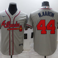 Men's Atlanta Braves Hank Aaron #44 Gray Replica Jersey1