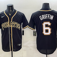 Men's Pittsburgh Pirates Konnor Griffin #6 Fashion Replica Black Out Jersey