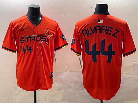 Men's Houston Astros Yordan Alvarez #44 Orange 2025 City Connect Limited Player Jersey1