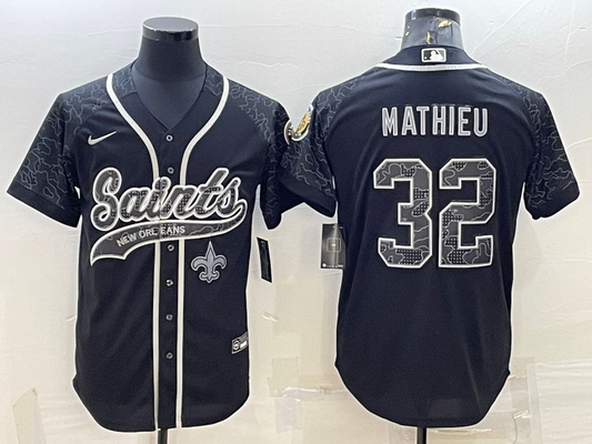 Men's New Orleans Saints Tyrann Mathieu #32 Black RFLCTV Limited Jersey1 Joint Edition