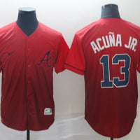 Men's Atlanta Braves Ronald Acuna Jr. #13 Red Replica Player Jersey1