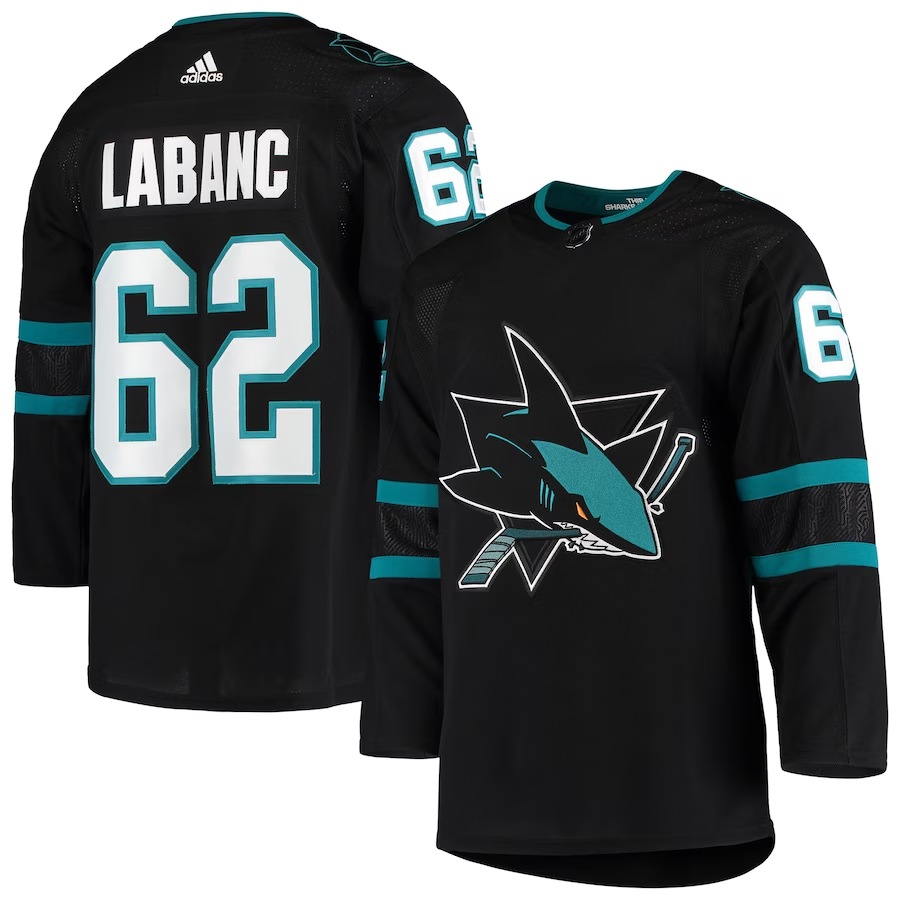Men's San Jose Sharks Kevin Labanc #62 Black Alternate Authentic Jersey1