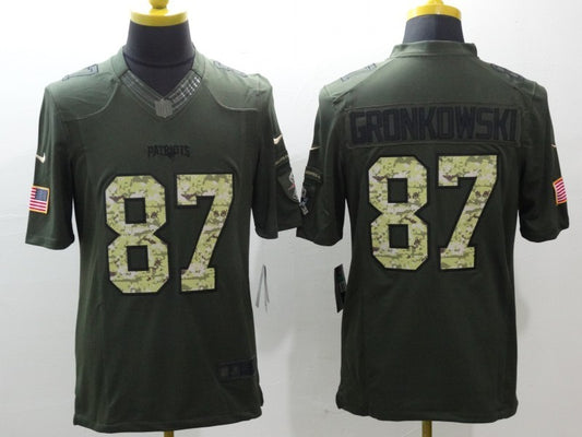 Men's New England Patriots Rob Gronkowski #87 Army Green Game Jersey1