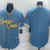 Men's Milwaukee Brewers Powder Blue 2022 City Connect Replica Blank Jersey1