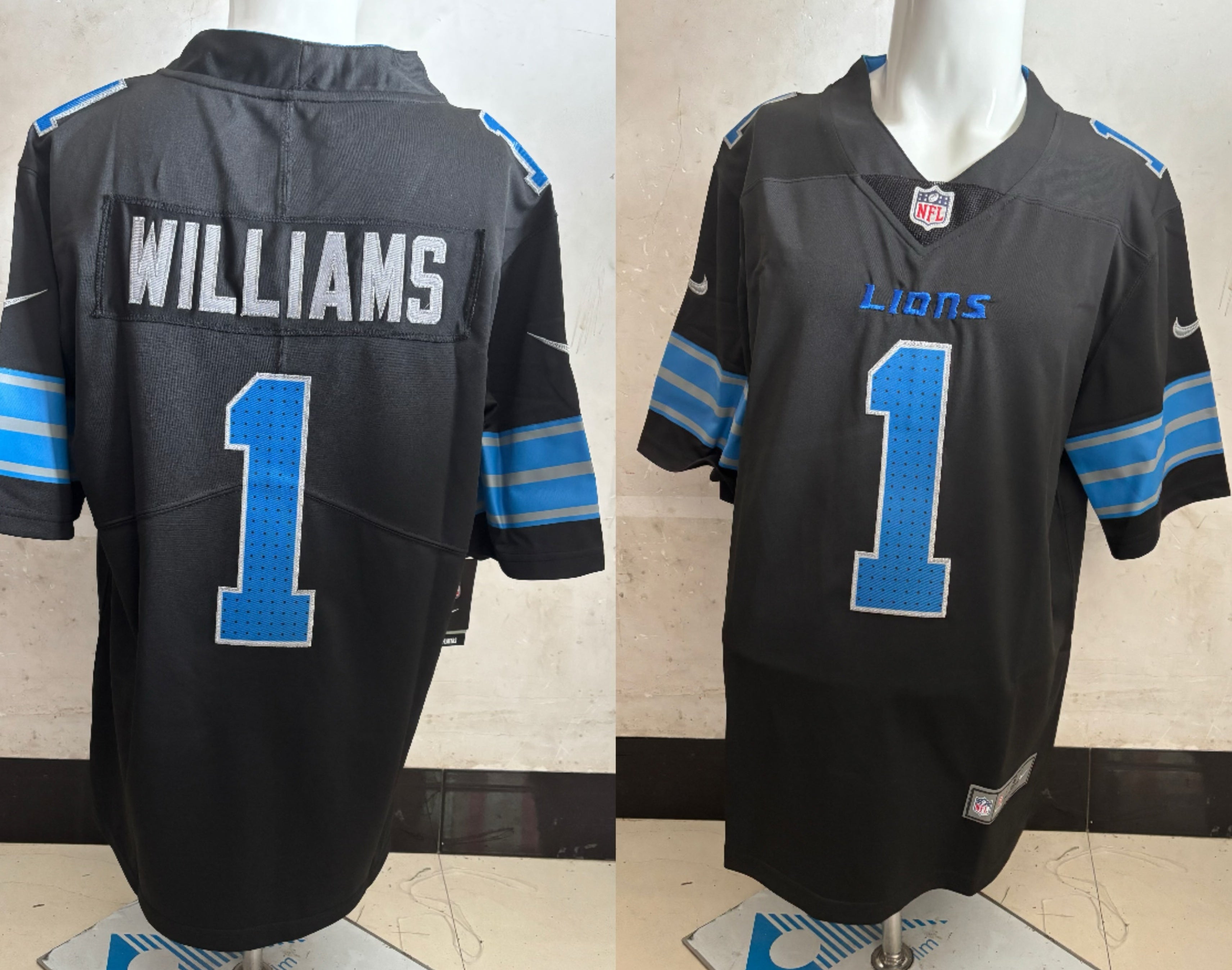 Men's Detroit Lions Jameson Williams #1 Black Game Jersey