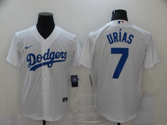 Men's Los Angeles Dodgers Julio Urias #7 White Replica Baseball Jersey1
