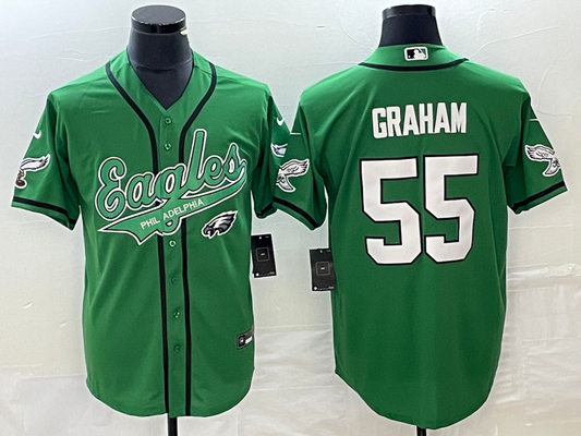 Men's Philadelphia Eagles Brandon Graham #55 Kelly Green Game Jersey1 Joint Edition
