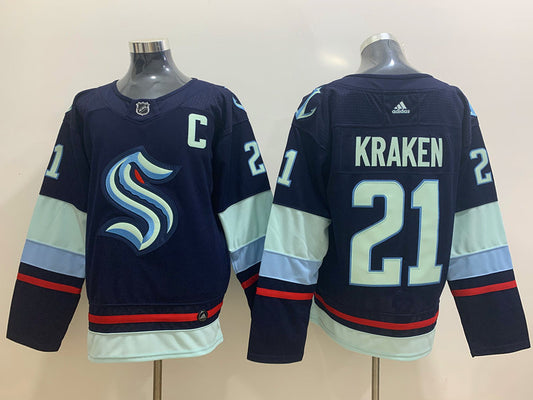 Men's Seattle Kraken #21 Navy Home Breakaway Player Jersey1
