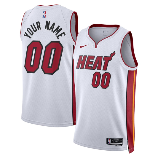Men's Miami Heat Custom White Swingman Jersey1 - Icon Edition
