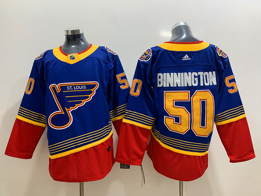 Men's St. Louis Blues Jordan Binnington #50 Blue Breakaway Player Jersey1