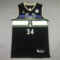 Men's Milwaukee Bucks Giannis Antetokounmpo #34 Black Replica Player Jersey1