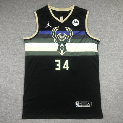 Men's Milwaukee Bucks Giannis Antetokounmpo #34 Black Replica Player Jersey1