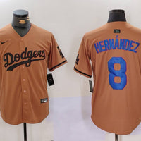 Men's Los Angeles Dodgers Enrique Hernandez #8 Brown Game Player Jersey1