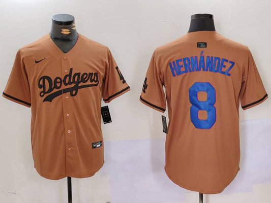 Men's Los Angeles Dodgers Enrique Hernandez #8 Brown Game Player Jersey1